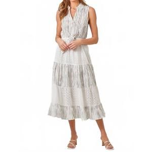NEW MYSTREE cool tie front long dress in black & white